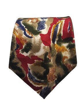 Vintage Guy Laroche Cravate Paris Tie With Abstract Multicolor Floral Pattern